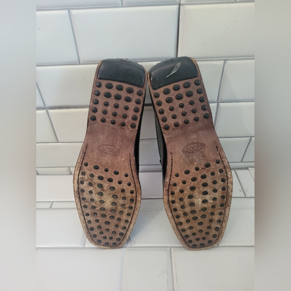 Tod’s Made In Italy Mens Black Leather Driving Loafer Slight Wedge Heel Classic - Picture 5 of 8